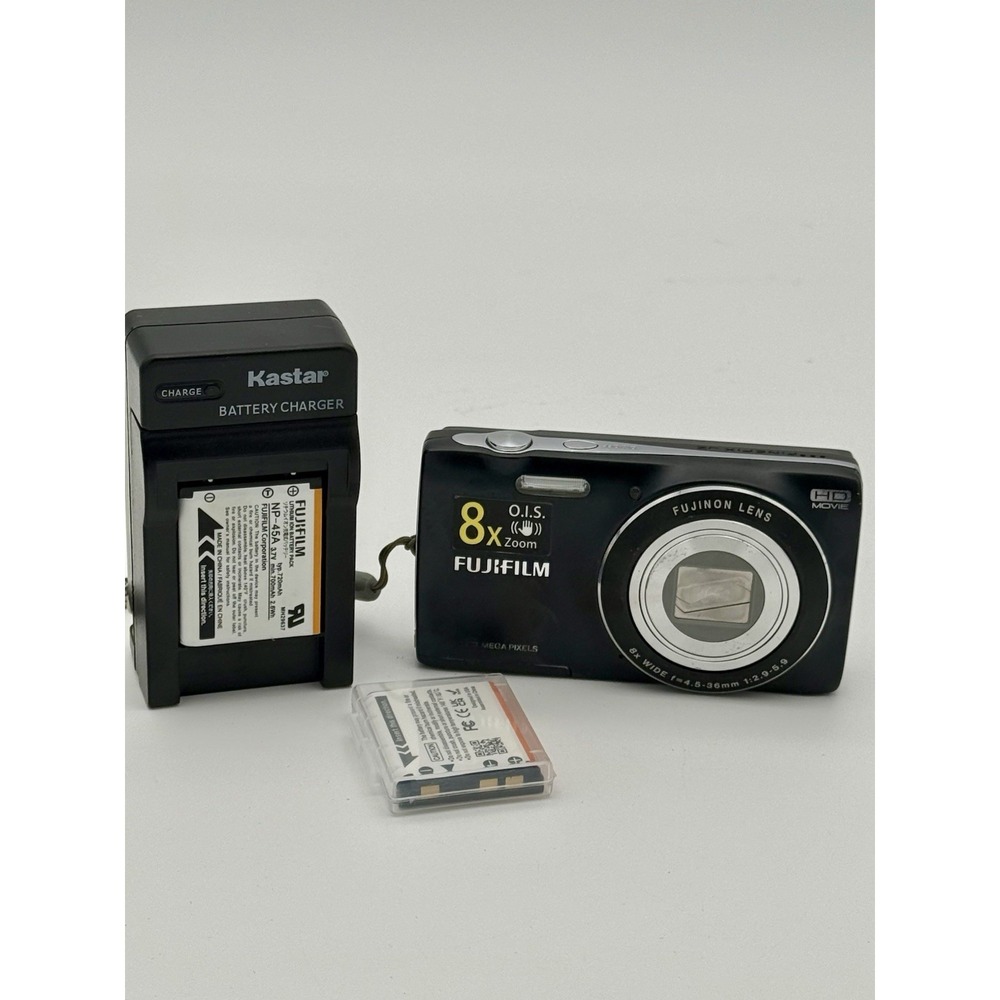 Fujifilm FinePix JZ250 16MP Digital Camera Black READ Menu Button Issue Bundle
